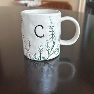 Anthropologie Dagny Botanical Monogram “C” Mug